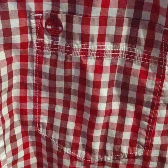 Men's Timberland red checked button down shirt size xlarge regular fit - Picture 2 of 4